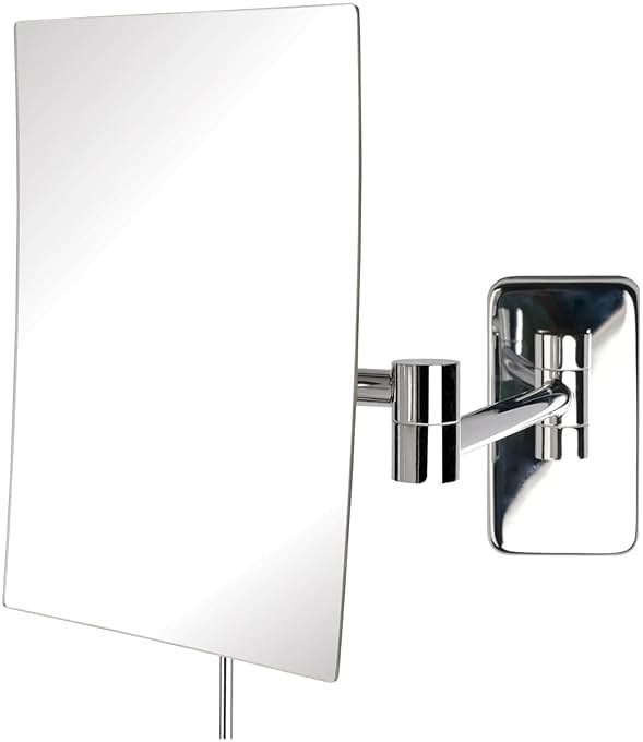 JERDON Wall Mount Makeup Mirror with 5X Magnification - 8.75” x 6.5” Rectangular Mirror Extends 14” – Chrome Finish – Model JRT695C - Product Image