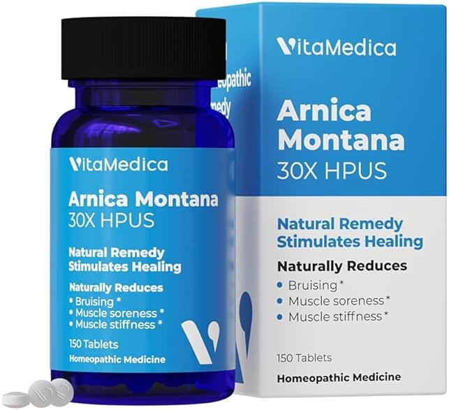 VitaMedica Arnica Montana 30X Rapid Dissolve Arnica Tablets for Natural Pain, Bruising, and Swelling Support - Homeopathic Medicine for Injury and Surgery Recovery - 150 Ct - 50 Servings - Product Image