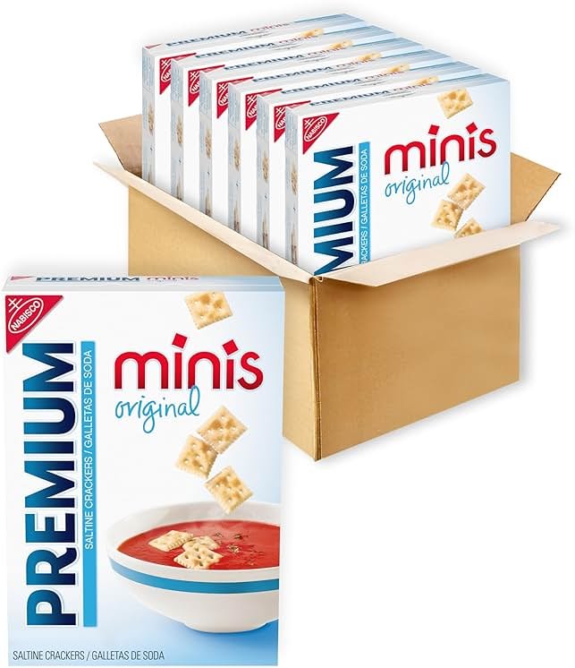 Premium Original Mini Saltine Crackers, Lunch Snacks, Bulk Snacks, 6 - 11 oz Boxes - Product Image