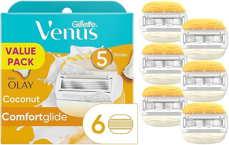 Gillette Venus ComfortGlide Womens Razor Blade Refills, 6 Count, Infused with Olay Coconut Scent - Product Image