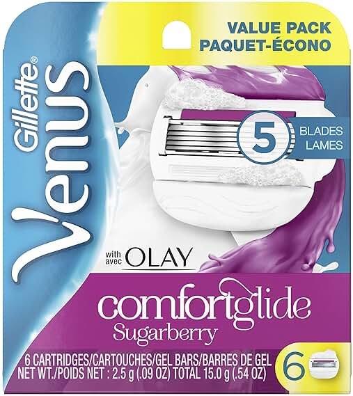Gillette Venus ComfortGlide with Olay Sugarberry Women's Razor Blade Refills, 6 Count (Packaging may vary) - Product Image