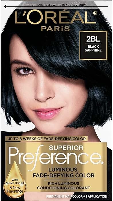 L'Oreal Paris Superior Preference Fade-Defying + Shine Permanent Hair Color, 2BL Black Sapphire, Pack of 1, Hair Dye - Product Image