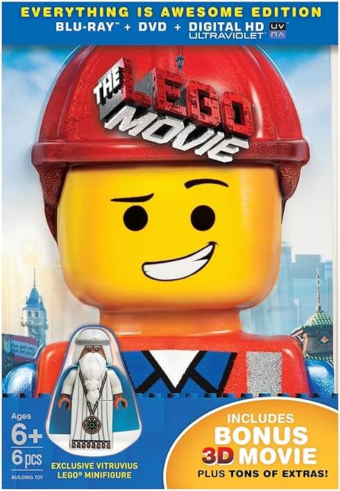 Lego Movie, The (EVERYTHING IS AWESOME EDITION) (Blu-ray + DVD + UltraViolet Combo Pack + Exclusive Minifigure + Exclusive Content + Bonus Blu-ray 3D) [3D Blu-ray] - Product Image