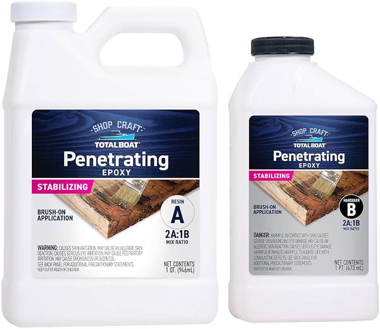 TotalBoat Clear Penetrating Epoxy Wood Sealer Stabilizer for Rot Repair and Restoration (1.5 Quart, Traditional) - Product Image
