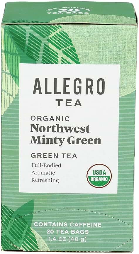 Allegro Tea, Organic Northwest Minty Green Tea Bags, 20 ct - Product Image