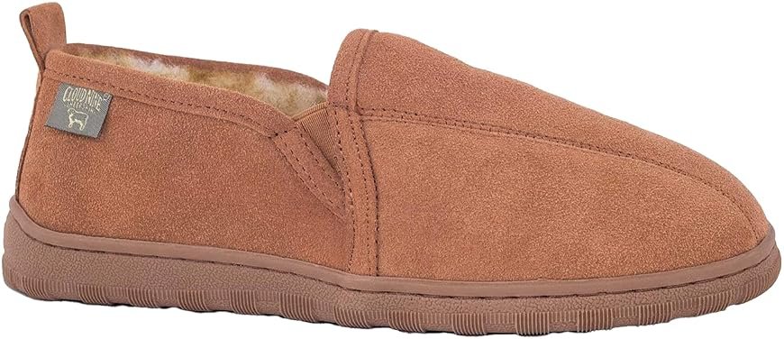 Rj's Fuzzies Cloud Nine Men’s Romeo Sheepskin House Slippers - Pull-on Suede Leather Upper with TPR Sole for Cozy Indoor & Light Outdoor Wear - Product Image
