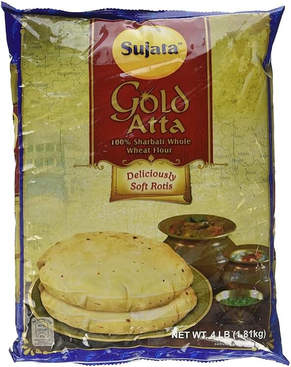 Sujata GOLD Atta - 100% Sharbati Whole Wheat Flour 4lb - Product Image