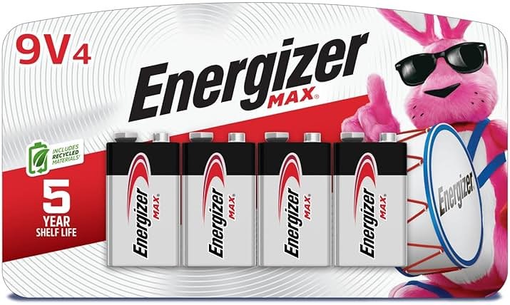 Energizer MAX 9V Batteries (4 Pack), 9 Volt Alkaline Batteries - Product Image