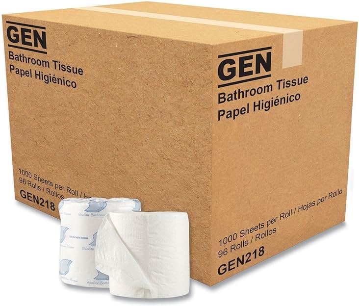 GEN 218 Standard Bath Tissue, 1-Ply, 1000 Sheets (Case of 96 Rolls) - Product Image