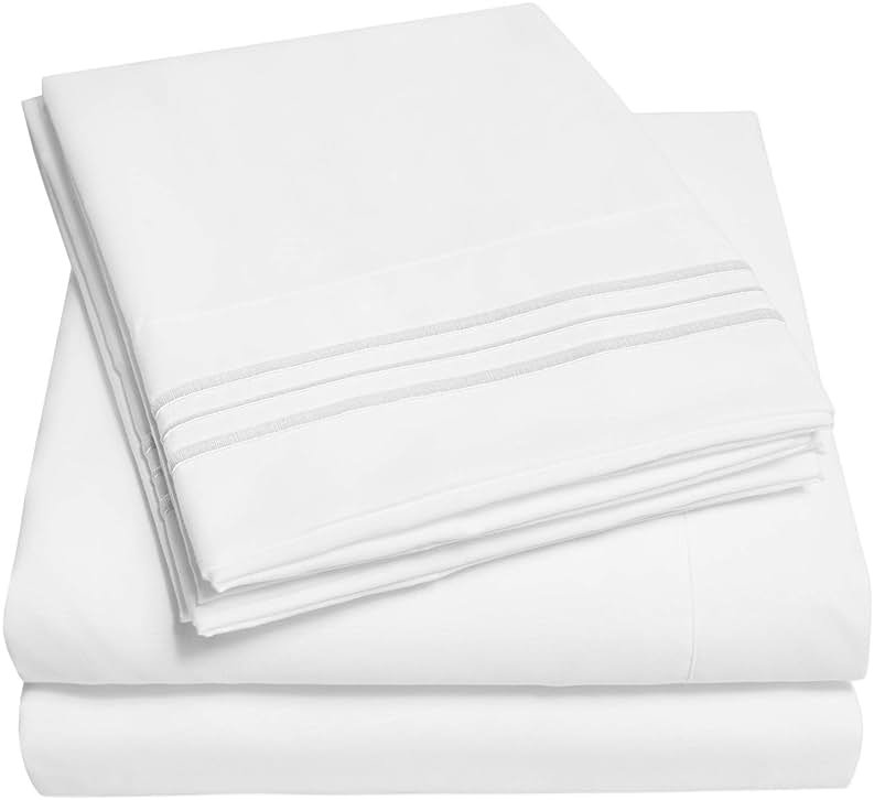 1500 Supreme Collection Queen Sheet Sets White - Luxury Hotel Bed Sheets and Pillowcase Set for Queen Mattress - Extra Soft, Elastic Corner Straps, Deep Pocket Sheets, Queen White - Product Image