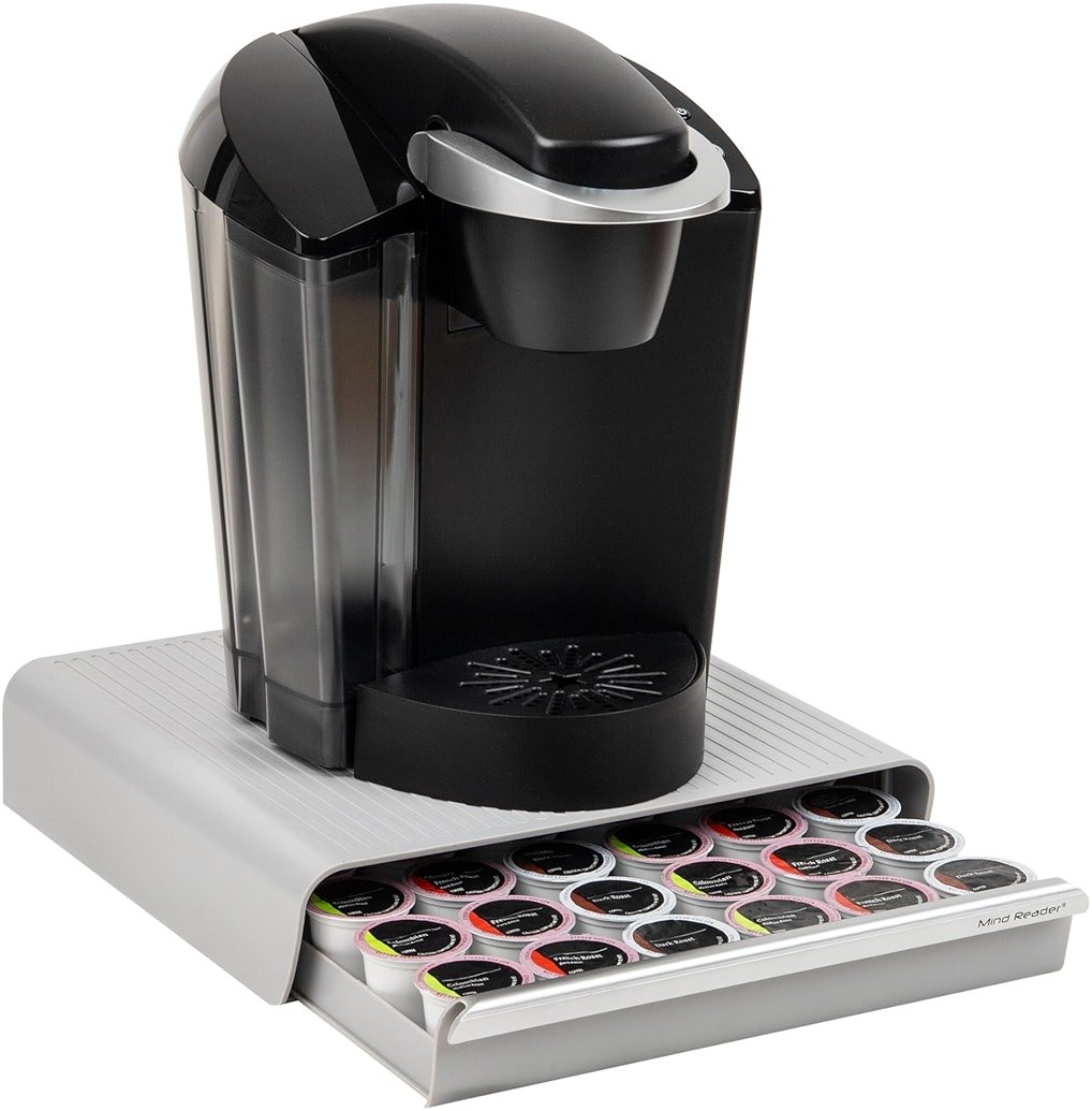 Mind Reader Single Serve Coffee Pod Drawer, 36 Pod Capacity, Countertop Organizer, 13.25"L x 12.75"W x 2.75"H, Gray - Product Image