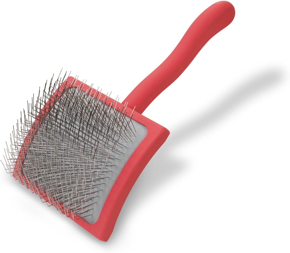 Chris Christensen Big G Dog Slicker Brush for Dogs (Goldendoodles, Labradoodles, Poodles), Groom Like a Professional, Fluff Detangle Style, Saves Time Energy, Coral, Large - Product Image
