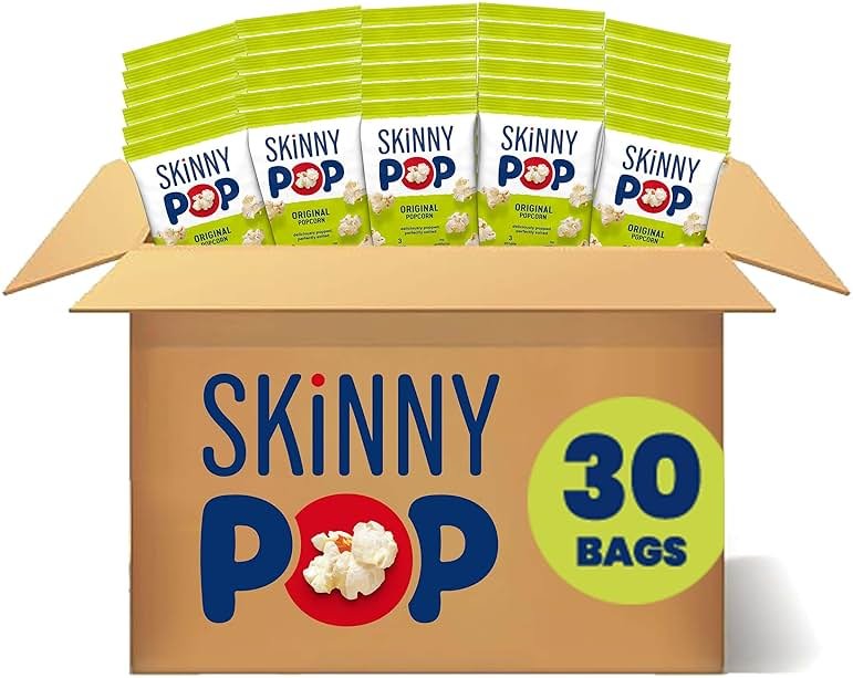 SkinnyPop Popcorn, Original, Whole Grain, Dairy-Free Snack, 0.65oz Bags (30ct) - Product Image