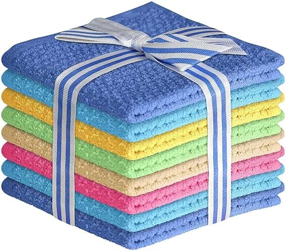 Elaine Karen Multicolored Body Wash Cloths Cotton Washcloths 8 Pack Cotton wash Cloths for Showering, Face Towels Cotton, Rags for Body - Soft and Absorbent - Wash Cloths for Body, 12 x 12 Inches - Product Image