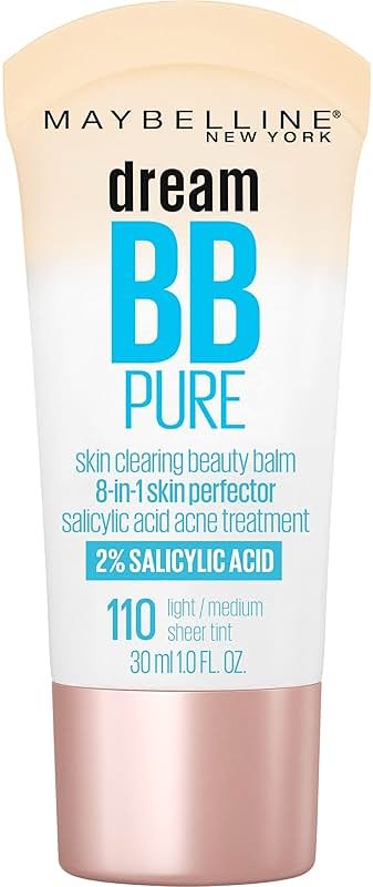 Maybelline Dream Pure Skin Clearing BB Cream, 8-in-1 Skin Perfecting Beauty Balm With 2% Salicylic Acid, Sheer Tint Coverage, Oil-Free, Light/Medium, 1 Count - Product Image