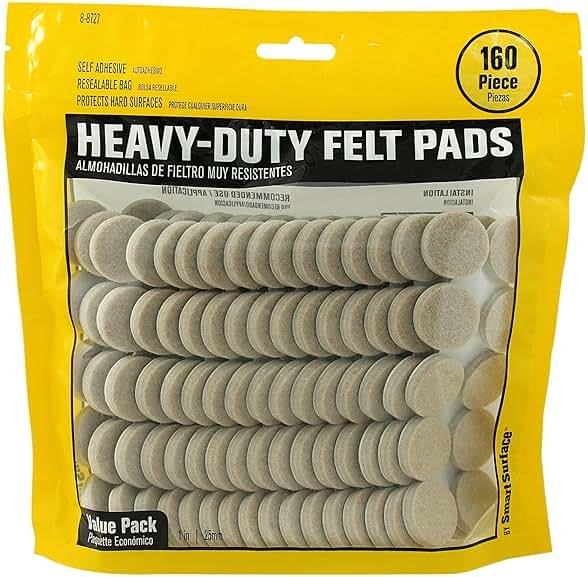 Smart Surface 8727 Heavy Duty Self Adhesive Furniture Felt Pads 1-Inch Round Oatmeal 160-Piece Value Pack in Resealable Bag - Product Image