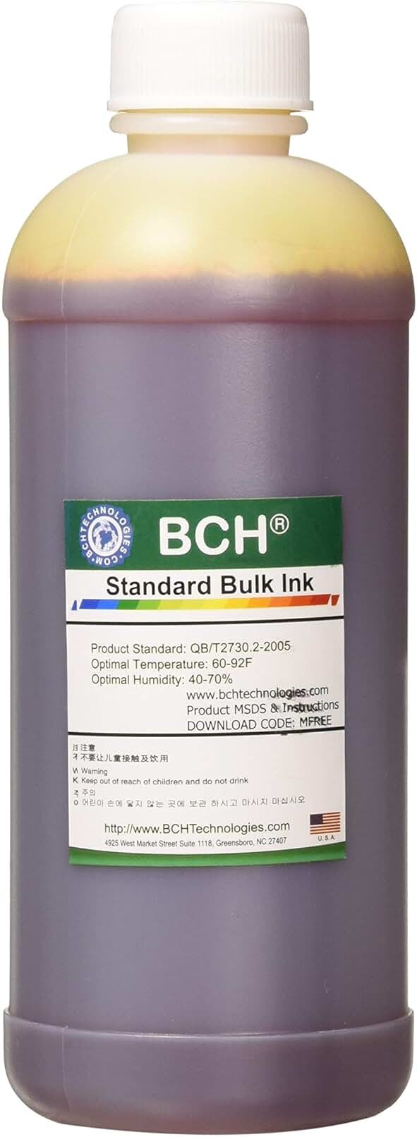 BCH Max Yellow Bulk Ink Refill 500ml (16.9 oz) for HP Printers – Compatible with HP 67, 63, 61, 910, 962, 902, 952, Smart Tank Series, Inkjet DeskJet & Envy Models - Product Image