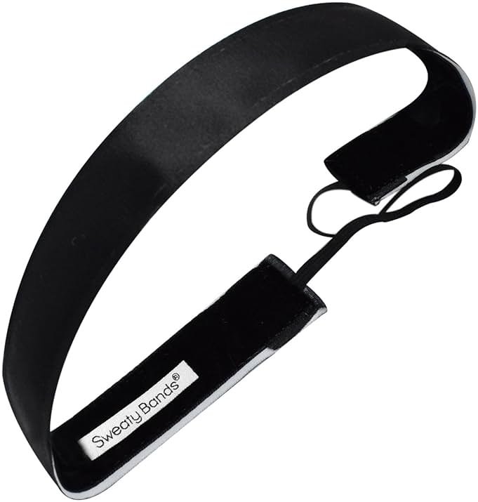 Sweaty Bands Womens Girls Headband - Non-Slip Velvet-Lined Exercise Hairband - Wicked Black 1-Inch - Product Image