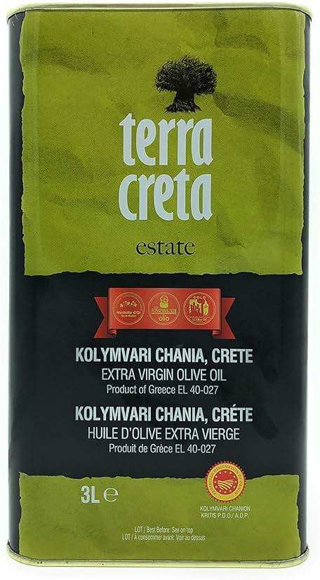 Terra Creta | Award Winning | Kolymvari Estates | 100% Pure Greek Olive Oil | Cold Extracted | Protective Designation of Origin | 3Ltr - (101.4 fl.oz) Tin - Product Image