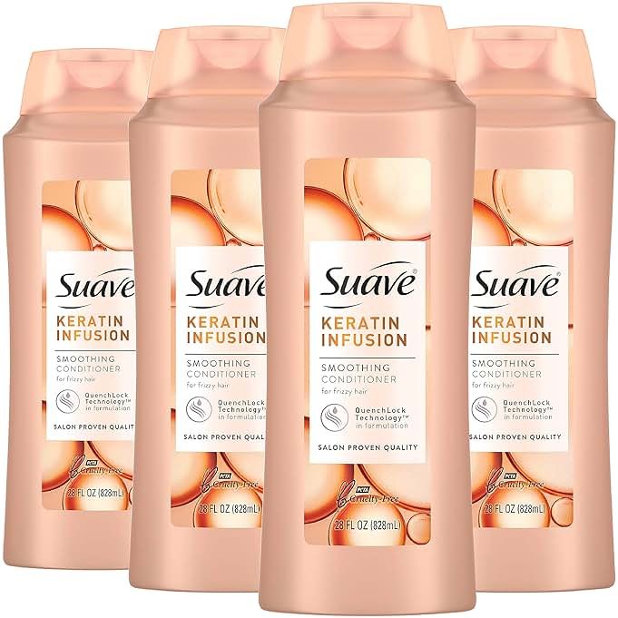 Suave Professionals Smoothing Conditioner For Dry Hair Keratin Infusion Hair Conditioner with 48-hour Frizz Control 28 oz, Pack of 4 - Product Image
