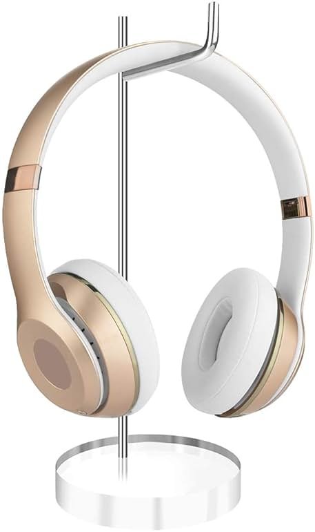 GEEKRIA Clear Acrylic Headphone Stand, Aluminum Headset Holder for Desk, Gaming Headphones Hanger Compatible with Sony WH-1000XM6/1000XM5/1000XM4, Bose QC35, AirPods Max - Product Image