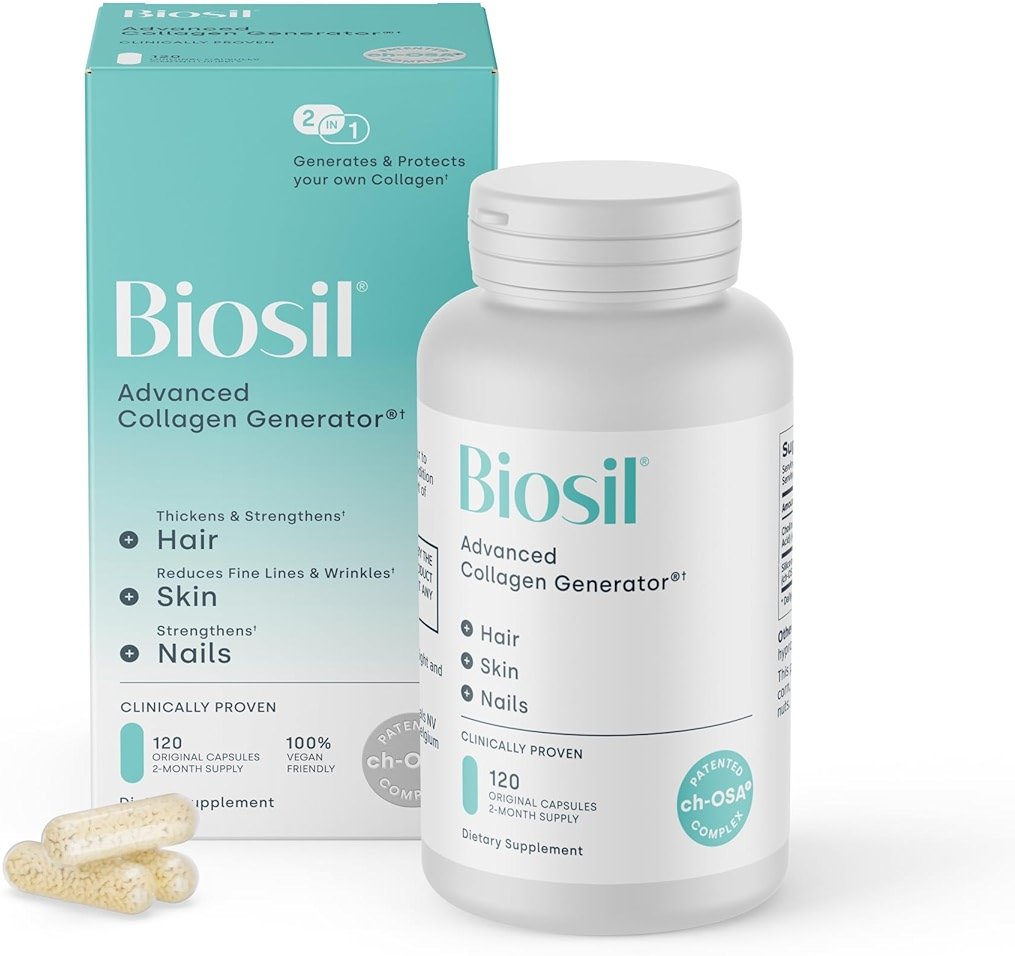 Biosil Collagen Booster Supplement - 120 Original Capsules - Patented ch-OSA Activator for Skin, Hair, Nails & Joints - Supports Natural Production - 60-Day Supply - Product Image