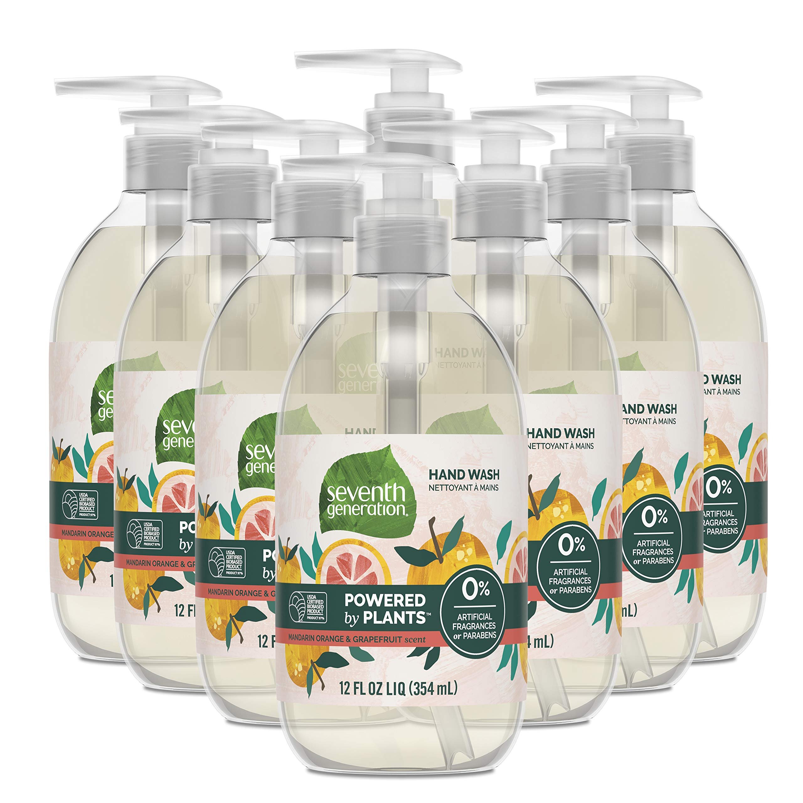 Seventh Generation Hand Soap, Mandarin Orange & Grapefruit , 12 Fl Oz (Pack of 8) - (Packaging May Vary) - Product Image