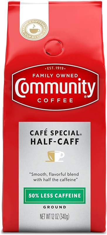 Community Coffee Cafe Special Half-Caff, Medium Dark Roast Ground Coffee, 12 Ounce (Pack of 1) - Product Image