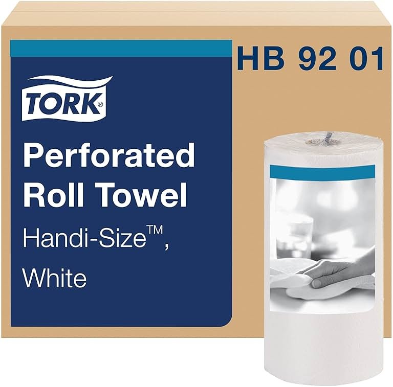 Tork Handi-Size Perforated Roll Towel White, Certified Compostable, 30 x 120 Towels, HB9201 - Product Image