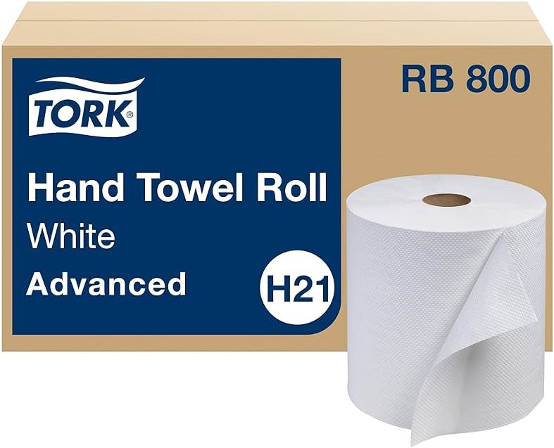 Tork Paper Hand Towel Roll White H21, Advanced, 100% Recycled Fiber, 6 rolls x 800 ft, RB800 - Product Image