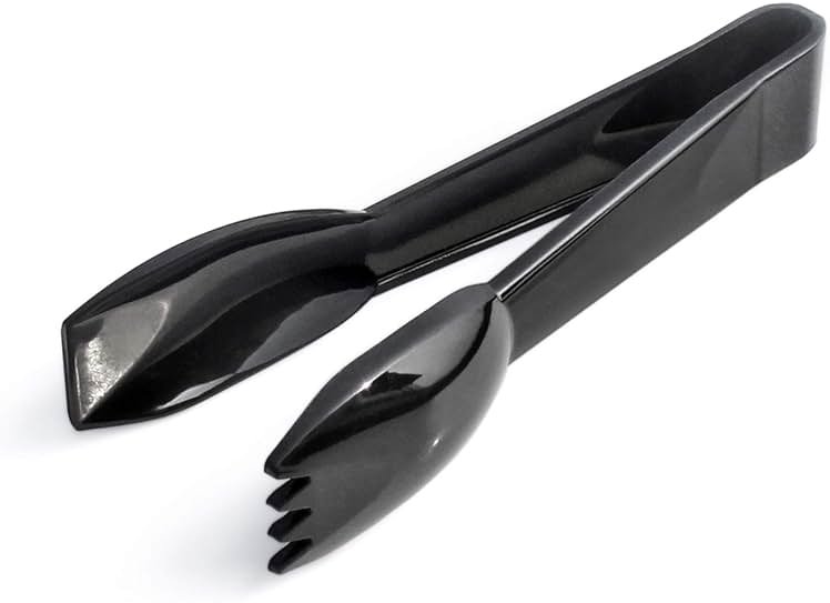 New Star Foodservice 42290 Utility Tong, High Heat Plastic, Straight Edge, 6 Inch, Set of 12, Black - Product Image