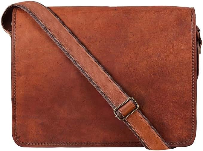 RUSTIC TOWN 15 inch Vintage Crossbody Full Grain Leather Laptop Messenger Bag - Product Image