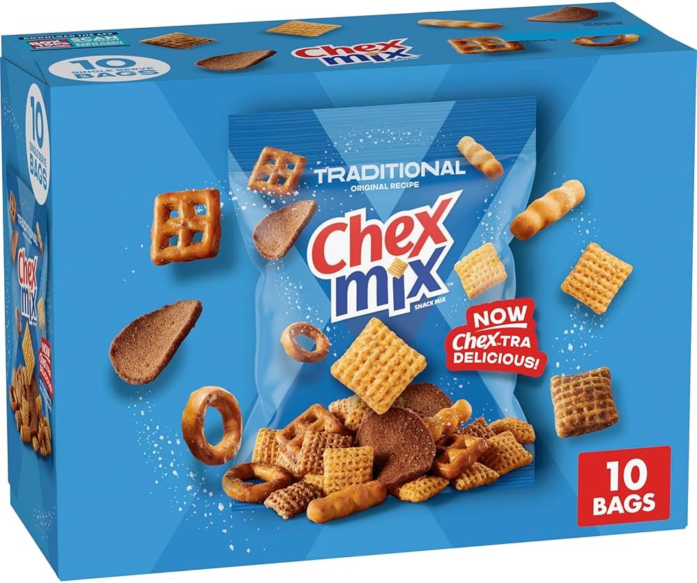 Chex Mix Snack Mix, Traditional Original Recipe, Multipack, Single Serve Snack Bags, 10 Ct, 17.5 oz - Product Image