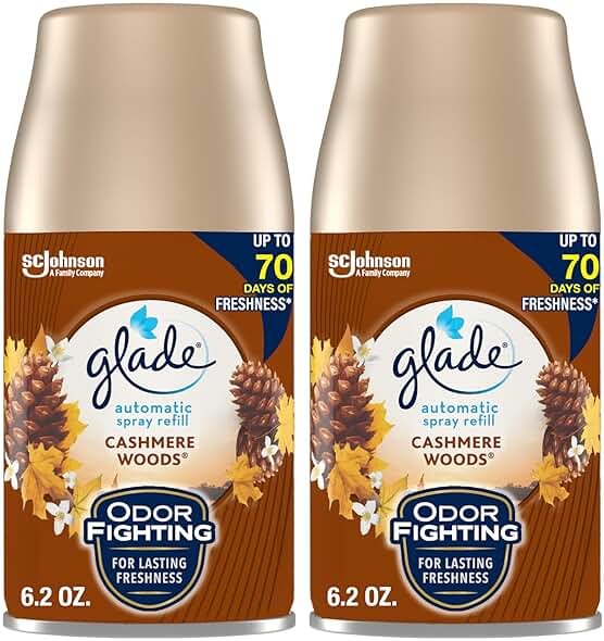 Glade Automatic Spray Refill, Air Freshener for Home and Bathroom, Cashmere Woods, 6.2 Oz, 2 Count - Product Image