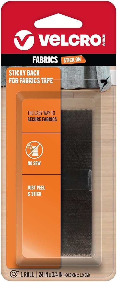 VELCRO Brand Sticky Back for Fabrics | 24" x 3/4" Tape with Adhesive | No Sewing Needed | Cut Strips to Length Permanent Bond to Clothing for Hemming and Closures - Product Image
