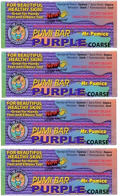 Mr. Pumice Purple PUMI Bar - Extra-Coarse Pumice Stone for Feet Callus Remover Pedicure Tools for Feet Foot Scrubber Skin Exfoliator Block, 4 Pack - Product Image
