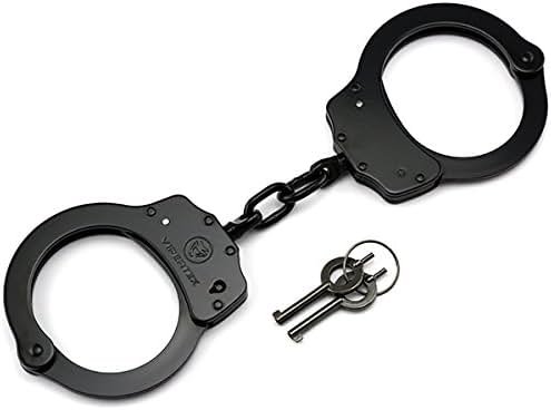VIPERTEK Double Lock Steel Police Edition Professional Grade Handcuffs (Black) - Product Image