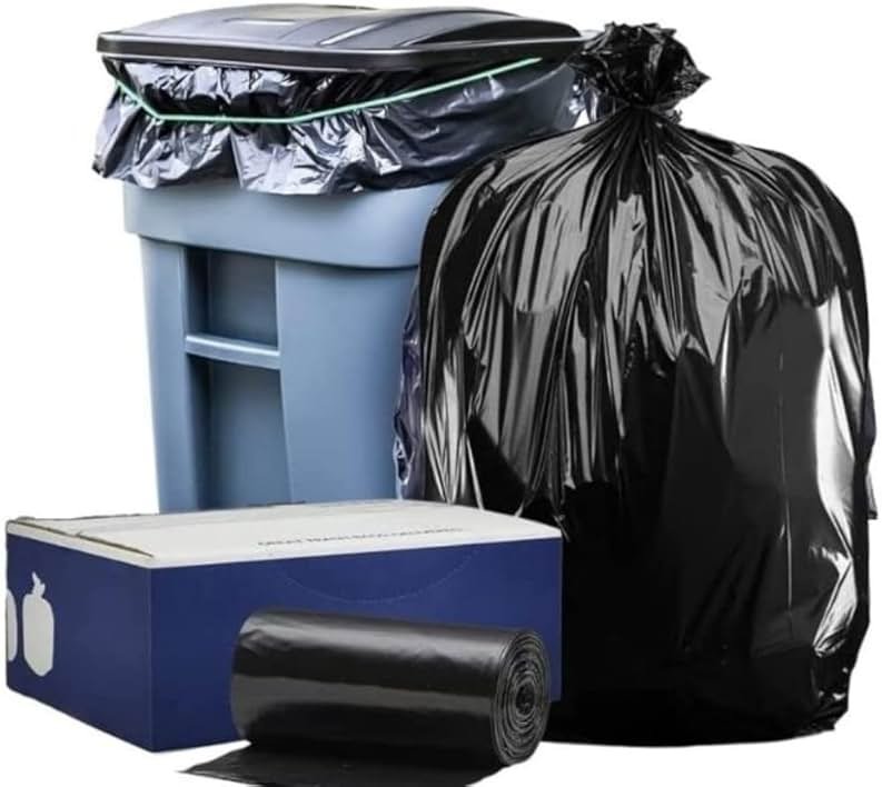 Plasticplace Trash Bags │ 1.5 Mil │ Black Heavy Duty Garbage Can Liners │ 50” x 48”, (100 Count) - Product Image
