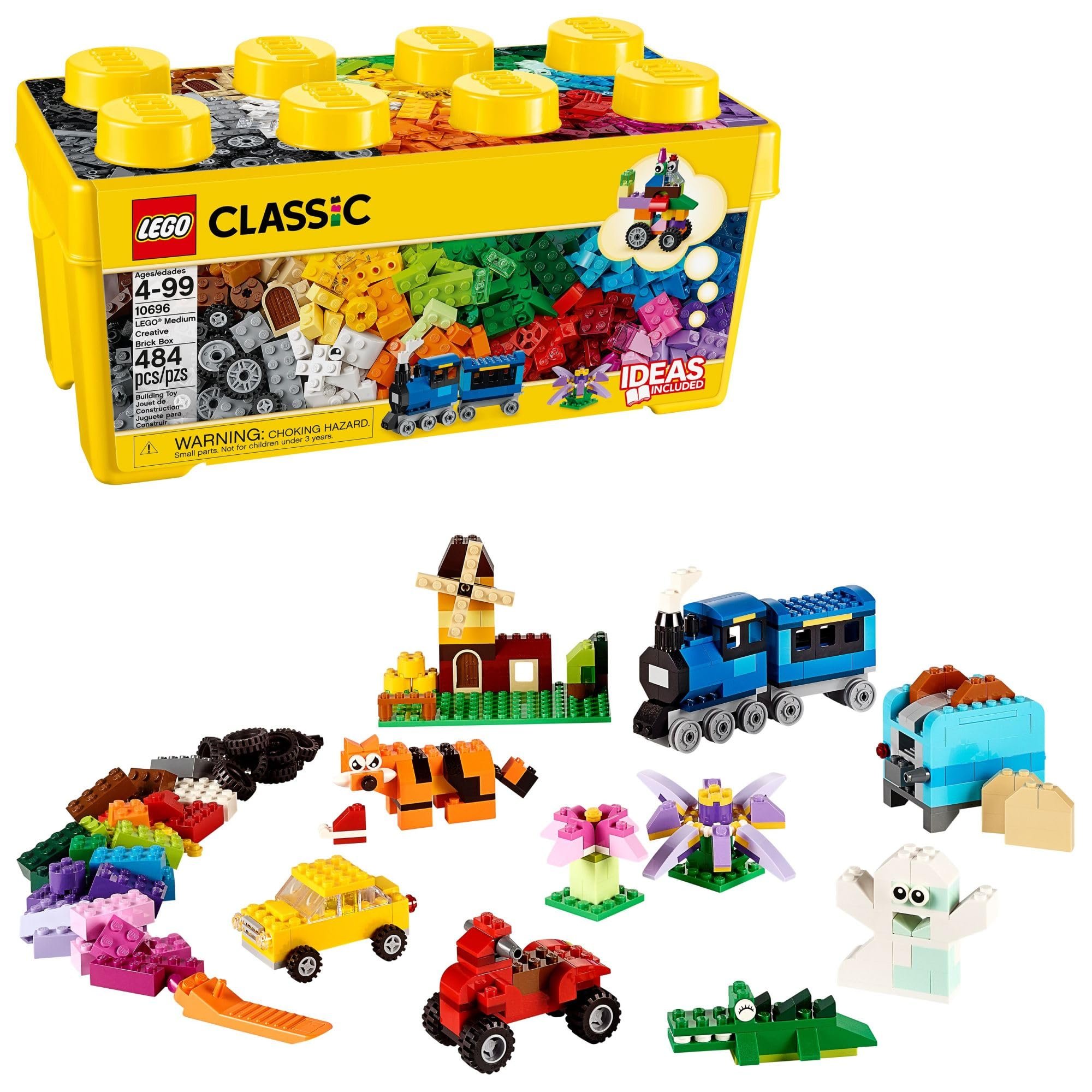 LEGO Classic Medium Creative Brick Box 10696 Building Toy Set - Featuring Storage, Includes Train, Car, and a Tiger Figure, and Playset for Kids, Boys, and Girls Ages 4-99 - Product Image