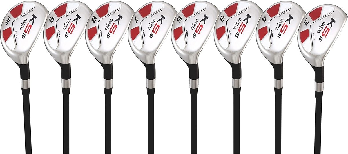 Majek Senior Mens Golf All Hybrid Complete Full Set which Includes #3 4 5 6 7 8 9 PW Senior Flex with Midsize K5s Design High Traction Tech Grips Right Handed Clubs - Product Image