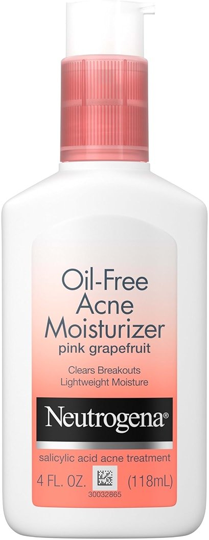 Neutrogena Oil Free Acne Moisturizer, .5% Salicylic Acid Acne Treatment, Pink Grapefruit Face Lotion for Breakouts, Non-Greasy & Non-Comedogenic, 4 fl. oz - Product Image