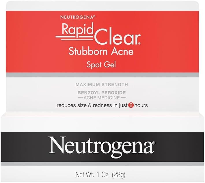 Neutrogena Rapid Clear Stubborn Acne Spot Treatment Gel, Maximum Strength 10% Benzoyl Peroxide Treatment Medication for Acne Prone Skin, Pimple Cream Reduces Size & Redness, 1 oz - Product Image
