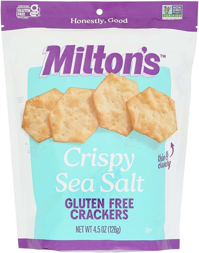 Milton's Gluten Free Crackers, Crispy Sea Salt - Non-GMO Project Verified, Kosher, Certified Gluten Free Snack, 5 Grains In Every Bite - 4.5 Oz - Product Image