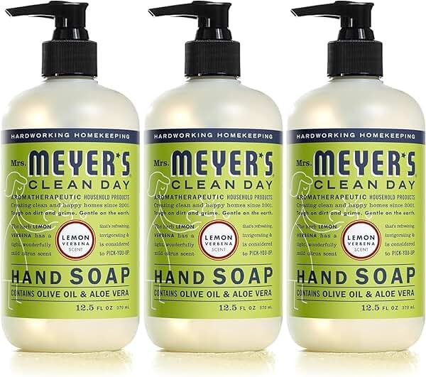 MRS. MEYER'S CLEAN DAY Hand Soap, Lemon Verbena Scent, 12.5 Fl Oz Bottle - 3 Pack - Product Image