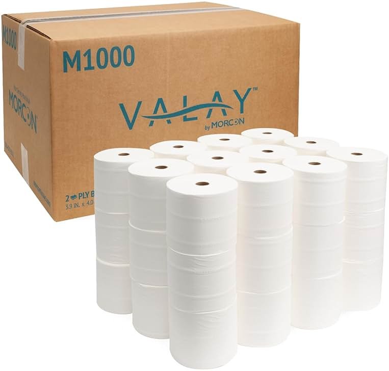 Morcon M1000 Compact Small Core Coreless Alternative, Premium Bath Tissue Roll, High Capacity Commercial Toilet Paper 2 Ply, Soft & Absorbent Tissue, 1000 Sheet Toilet Paper Per Roll, 36 Rolls - Product Image