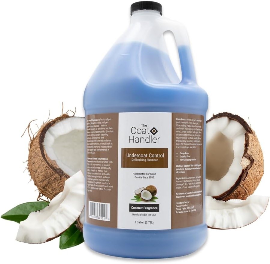 The Coat Handler Undercoat Control deShedding Dog Shampoo, 1 Gallon - Combats and Reduces Shedding, Undercoat Removal, Omega 3 & 6 Rich, Vitamin E Strengthens The Hair Follicle, Natural - Product Image