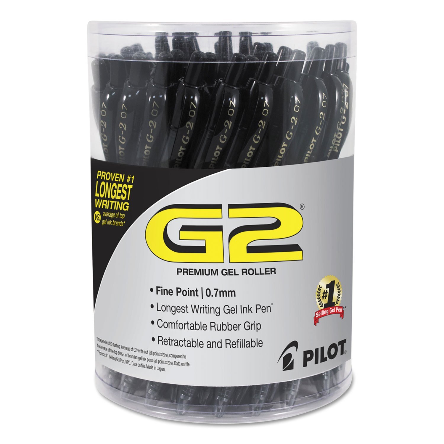 Pilot G2 Premium Gel Roller Pen, Retractable and Refillable, Fine Point 0.7 mm, Black Ink, 36 Count - Product Image