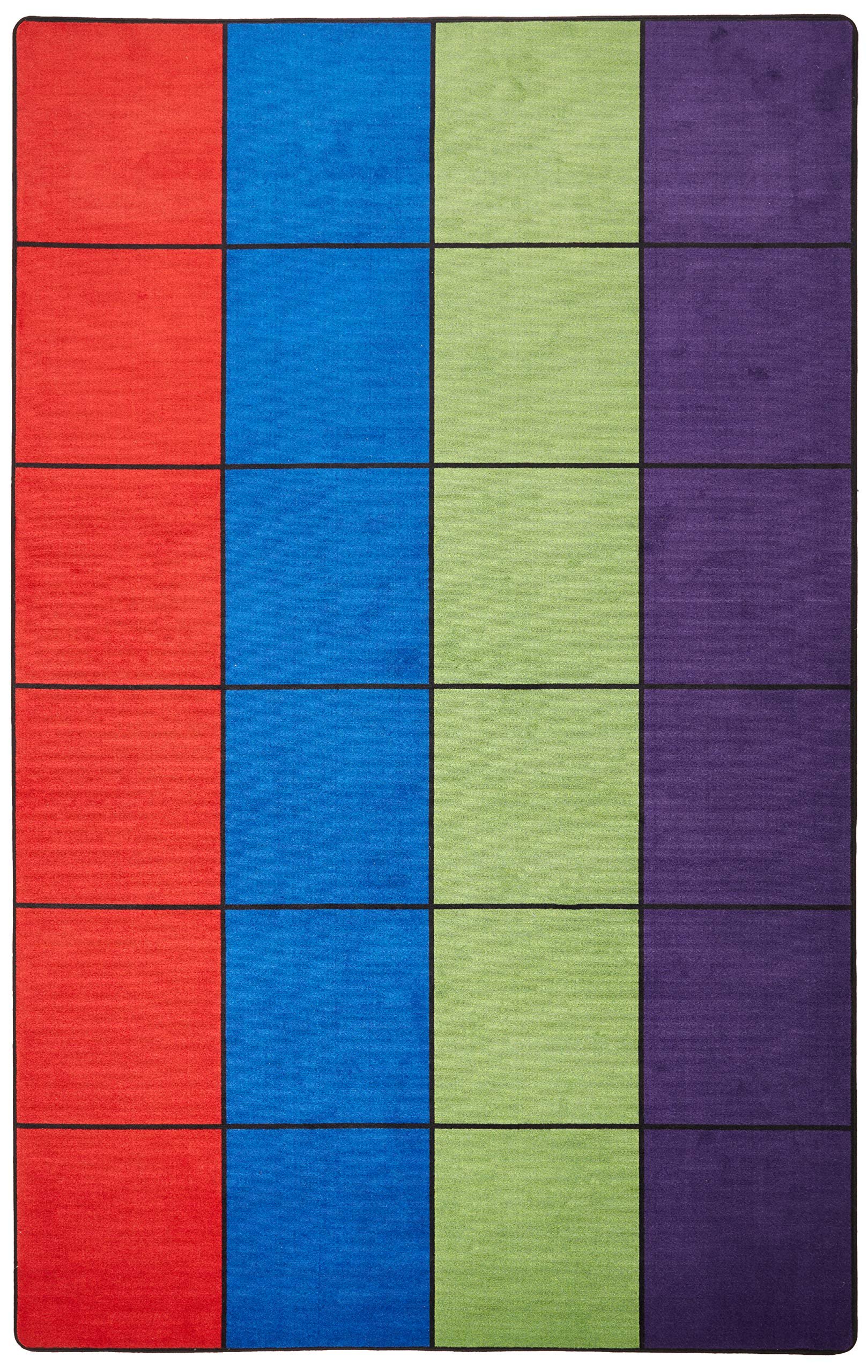 KIDCARPET.COM Blocks Seating Classroom Rug Multi with 24 Squares, 7'6" x 12' Rectangle, Educational Classroom Rug, Kids Learning Play Mat | Area Rug for Bedroom or Playroom - Product Image