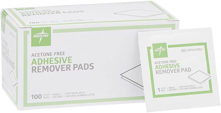Medline Adhesive Remover Pads, Acetone-Free, 2-Ply, Box of 100 - Product Image