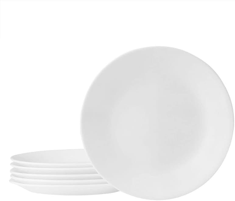 Corelle Vitrelle 6-Piece Salad Appetizer Plate Set Triple Layer Glass and Chip Resistant, 6-3/4-Inch Lightweight Round Plates, Winter Frost White - Product Image